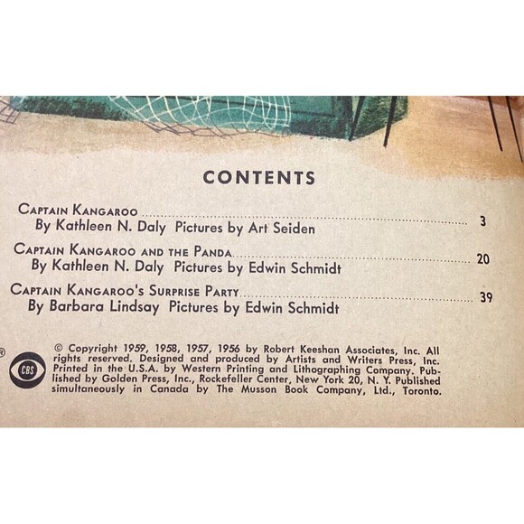 Captain Kangaroo Giant Little Golden Book 1959 "A" Edition 3 Stories 1 Book HB - Picture 10 of 16